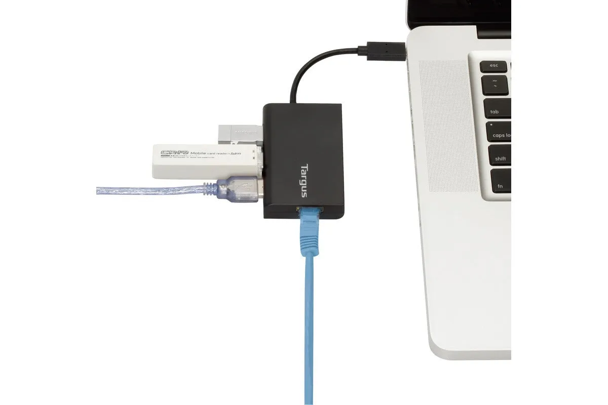 Targus ACH230 USB-C to 3 Port USB 3.0 Hub with Gigabit Ethernet