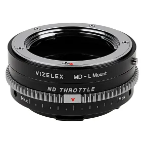 Vizelex ND Throttle Cine Lens Mount Adapter - Compatible with Minolta Rokkor (SR / MD / MC) SLR Lens to Leica L-Mount Alliance Mirrorless Camera Body with Built-In Variable ND Filter (2 to 8 Stops)