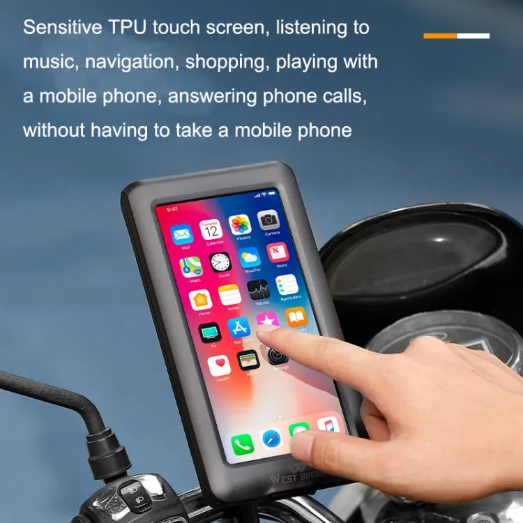 WEST BIKING Mountain Bicycle Riding Shock-proof Fixed Mobile Phone Bracket, Style: Rearview Mirror