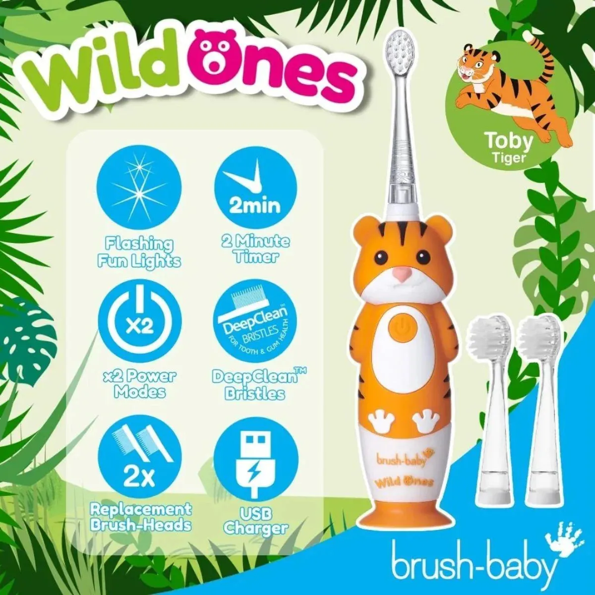 WildOnes™ Tiger Kids Electric Rechargeable Toothbrush