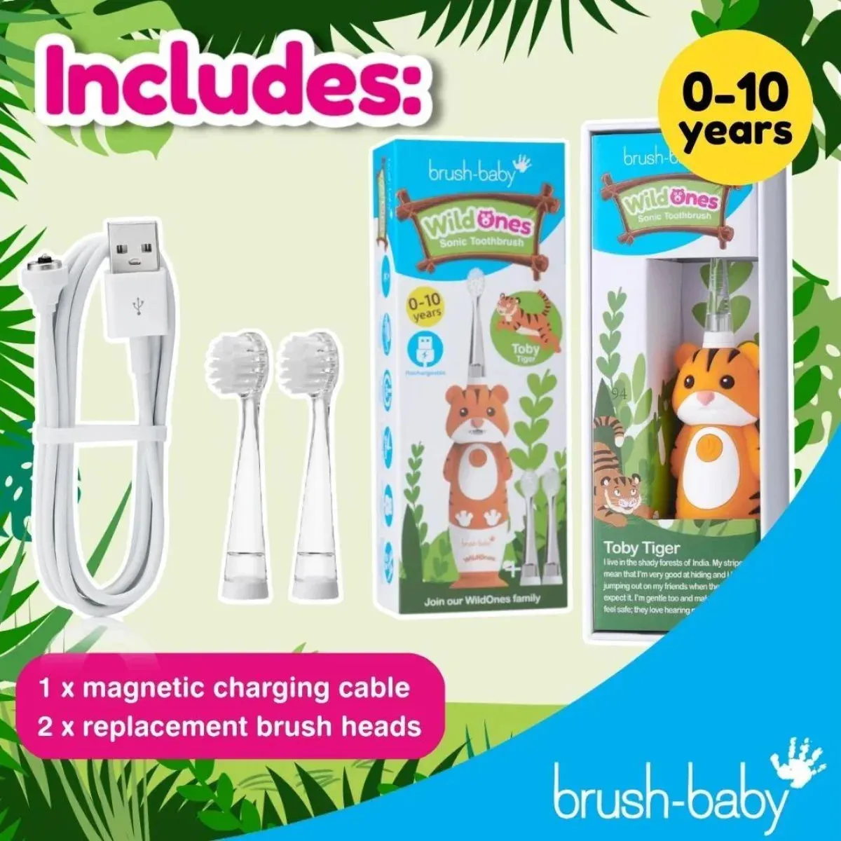 WildOnes™ Tiger Kids Electric Rechargeable Toothbrush