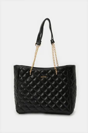 Women Black Quilted Handbag