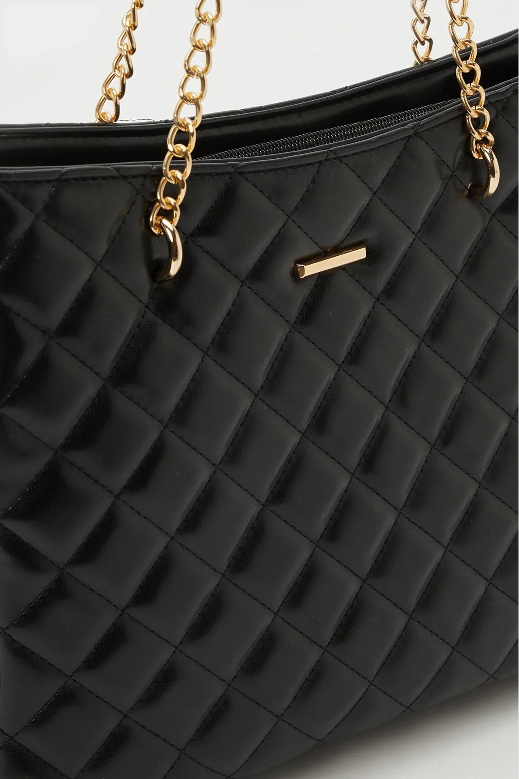 Women Black Quilted Handbag